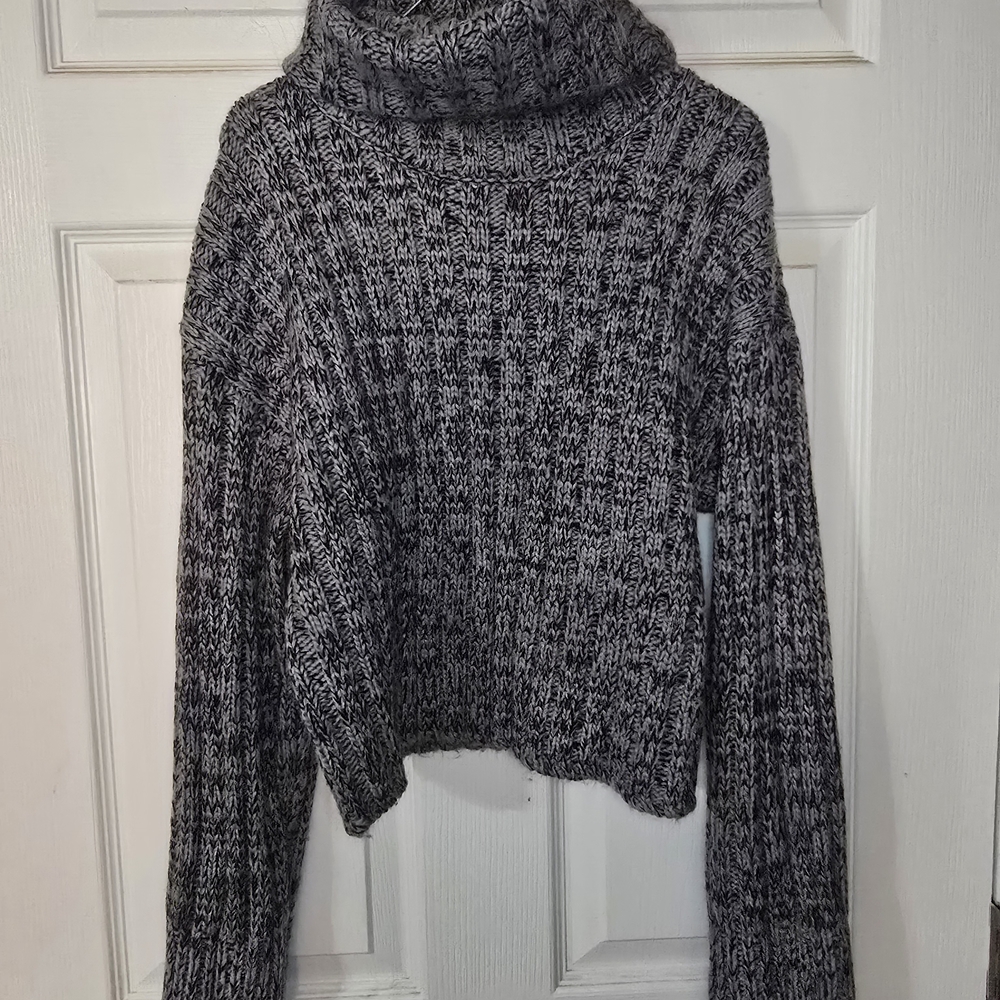 Urban Outfitters Black and Gray Cowl Neck Sweater